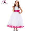 Grace Karin White Blue Sleeveless Blume verzierte Blumenmädchen Geburtstagsfeier Kleid 2 ~ 12 Jahre CL008936-5